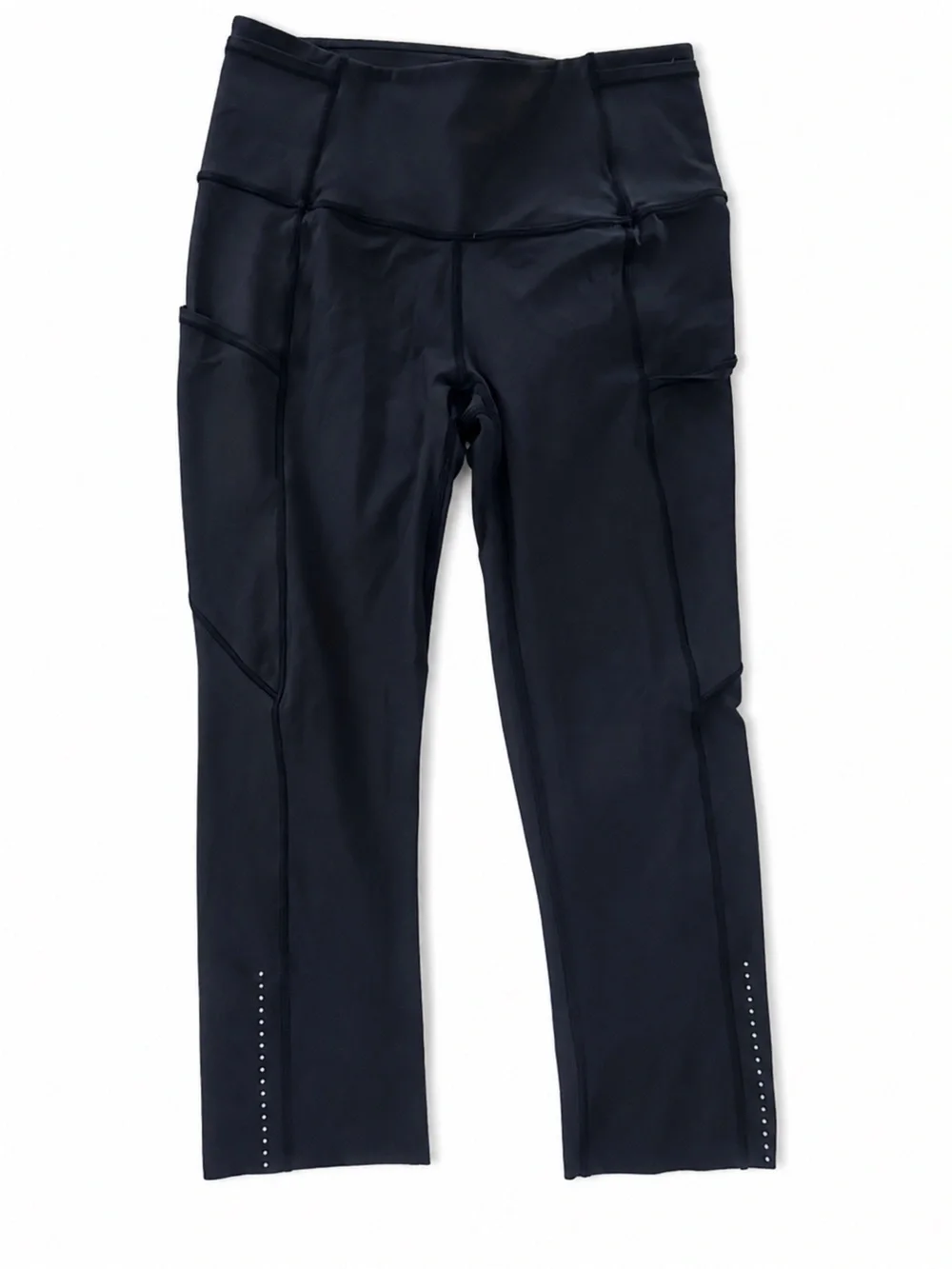 Lululemon Black High Rise Cropped Leggings Size 4 Reflective Detail